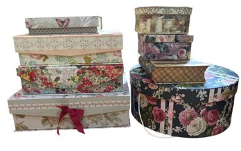 Lot Of Decorative Storage Boxes In Variety Of Patterns, Shapes, Sizes