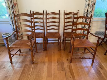 Lot Of 5 Ladder Back Dining Chairs