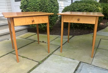 Pair Of Custom Maple Shaker Side Tables