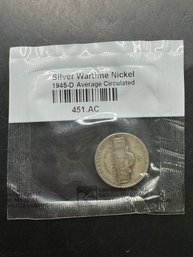 1945-D Average Circulation Silver Wartime Nickel In Littleton Package