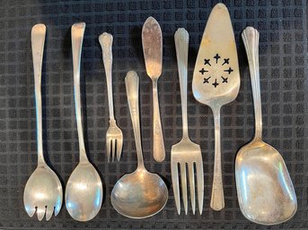 Silver Plate Lot, Mixed Serving And Utensils, Lot #1