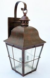 A Vintage Copper Tone Porch Lantern With Bubble Glass