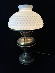 Vintage WHITE HOBNAIL MILK GLASS HURRICANE LAMP