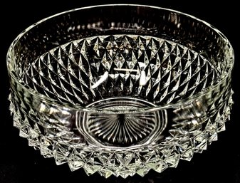 Vintage Diamond Point Clear Pressed Glass Salad Serving Bowl By Indiana Glass