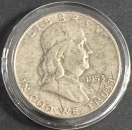 1953-d Benjamin Franklin Silver Half Dollar