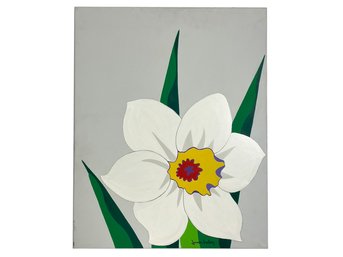 A Vintage Acrylic On Canvas, 'White Daffodill,' Joan Luby (American, 1934-2015)