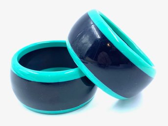 Pair Of Teal & Navy Blue Bangle Bracelets