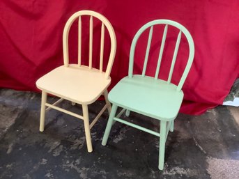 Pair Of Wooden Childrens Chairs