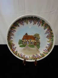 Vintage Thatched Cottage Serving Plate Mint, Wall Decor, English
