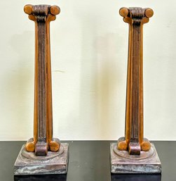 A Pair Of Art Nouveau Bronze Candlesticks, French