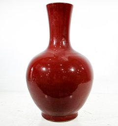 A Large Glazed Ceramic Vase - Beautiful In Apple Red