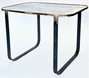 A Bespoke Modern Industrial Chic Steel And Mercury Glass Side Table