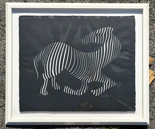 A Vintage Serigraph, 'Black Zebra,' C. 1970's, Signed By Artist Victor Vasarely