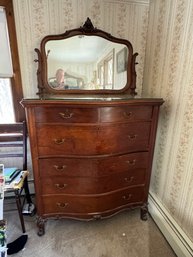VICTORIAN MAHOGANY TALL CHEST WITH MIRROR