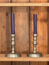 Pair Of Towle Newburyport Pewter Candlesticks Candle Holders