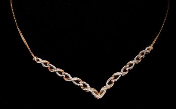 Gold Over 925 Necklace W/ Many Small Sparkly Diamonds