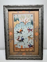 Miniature Persian Polo Scene Painting