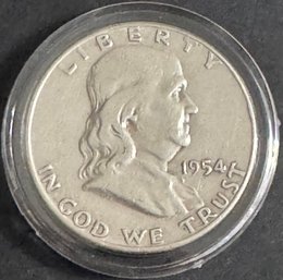 1954-d Benjamin Franklin Silver Half Dollar