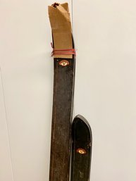 Two Pair Vintage Wooden Skis By Northland