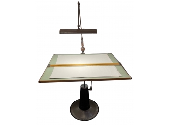 MCM Belmont Adjustable Hydraulic Architectural Drafting Table Dazor Floating Fixture Lamp Model-UL-P-2134-16