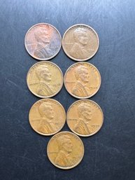 7 Wheat Pennies 1930, 1934, 1935, 1936, 1937, 1938, 1939