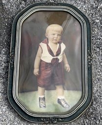 An Antique Hand Colored Photograph Under Framed Convex Glass