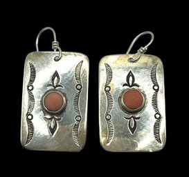 Vintage Sterling Silver Engraved Dangle Earrings