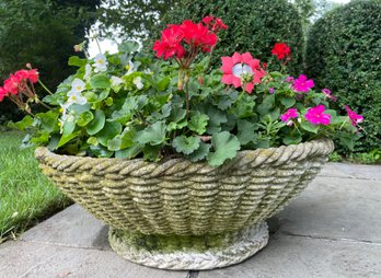 Large Vintage Round Cement Garden Basket