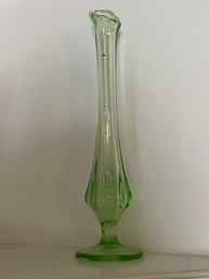 Vintage 1940s Uranium Glass Single Stem Bud Vase