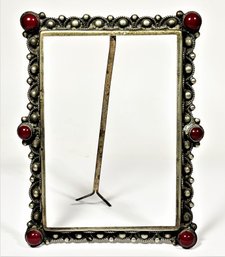 Solid Silver .800 Fine Easel Back Table Frame Having Carnelian Cabochon Stones
