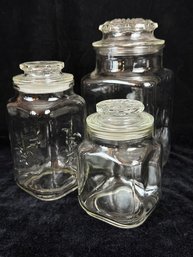 3 Lidded Glass Containers