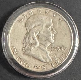 1959-d Benjamin Franklin Silver Half Dollar