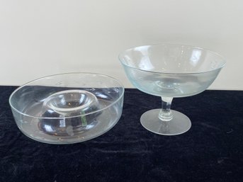 Vintage Princess House Chip And Dip Bowl And Compote