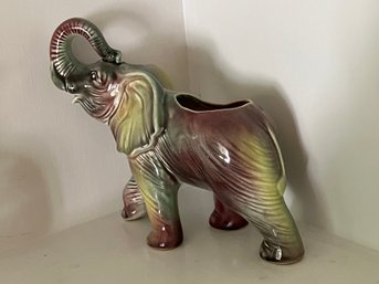 Small MCM Ceramic Trumpeting Elephant Planter