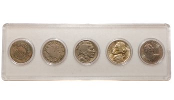 North American Nickel Type Set - 1869, 1911, 1936, 1942, 1986