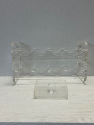 A Lucite Wine Rack & Cocktail Napkin Holder