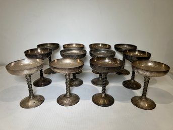 Set Of Twelve Spanish Silver Electroplated Chalices