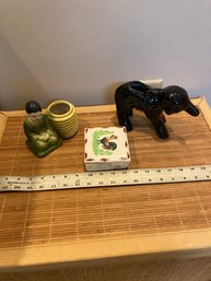 2 MCM Vintage Planter And Box, Black Sheep Etc