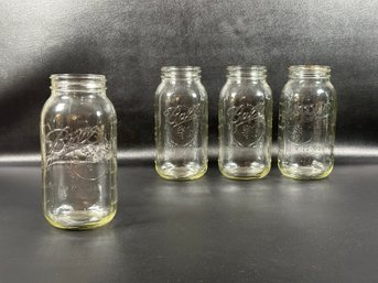 A Grouping Of Large Ball Mason Jars Without Lids, 2-Quart Capacity