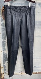 1970's G. Gucci Fully Lined Black Leather Zip Front Pant- Size 52EU 36US