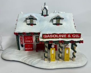 Norman Rockwell Christmas Village Gas Station