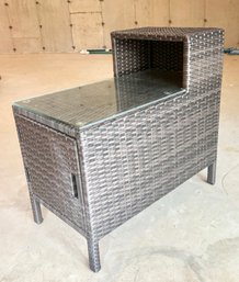 Outdoor Woven Resin Storage Side Table