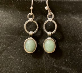 Jade And Sterling Silver Earrings Made In Israel