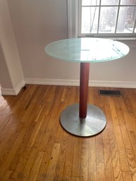 Mid Century Modern Table With Glass Top 24' Round 28' Tall