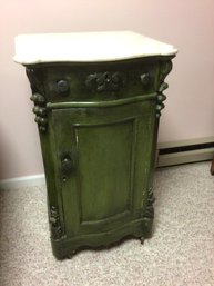 Antique Green Cabinet With Marble Top