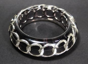 VITNAGE LUCITE PLASTIC ENCASED METAL BRACELET BANGLE