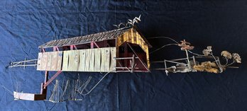 Rare 46' Curtis Jere Signed Covered Bridge Wall Sculpture