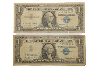 1957 & 1957B One Dollar Silver Certificate With Blue Seal Star Note!