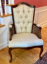 Stunning Mid Century Modern Tufted Cane Wing Back Chair