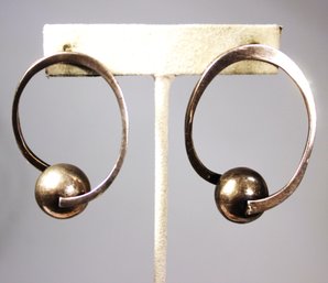 FINE MEXICAN STERLING SILVER LARGE PIERCED EARRINGS